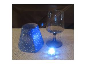 Wine glass, battery tea light and a shade